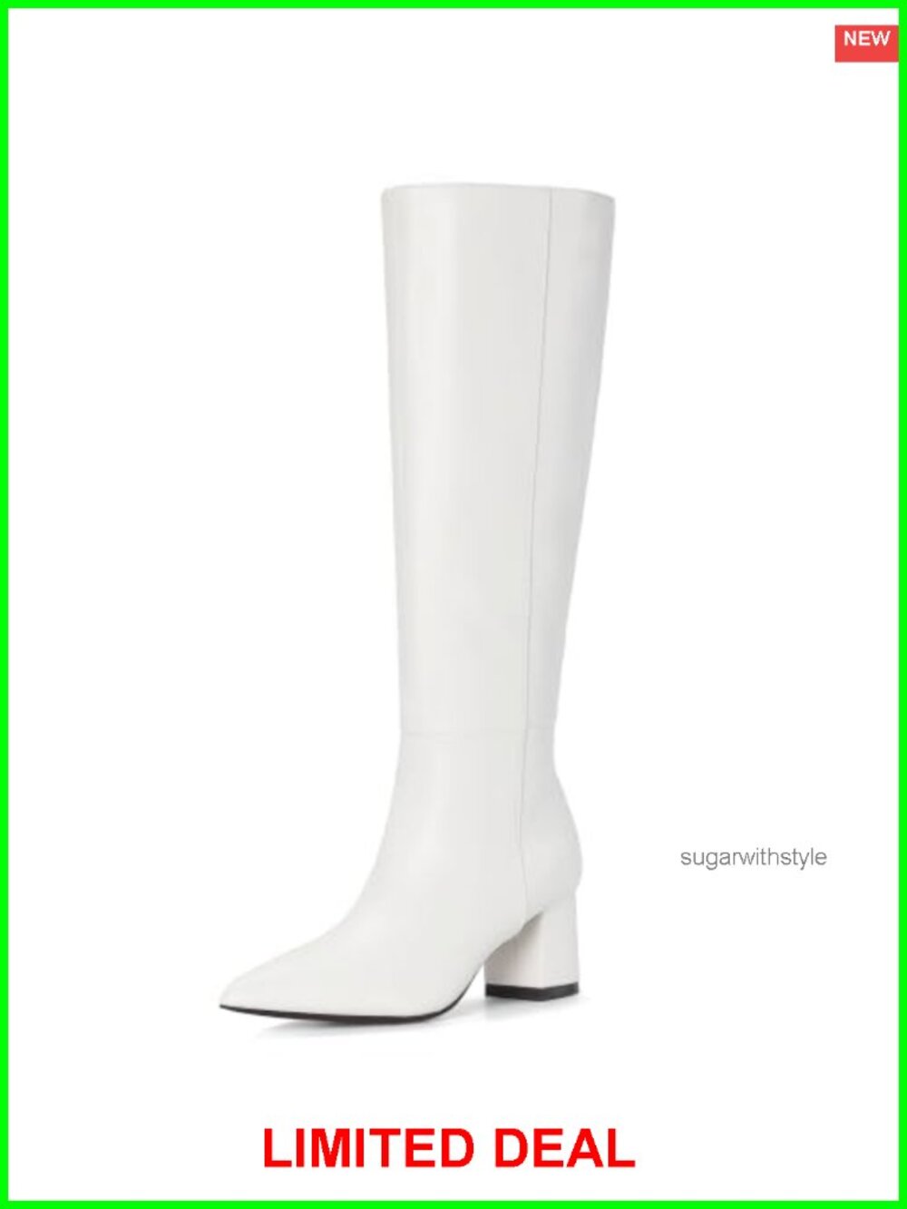 Women's Knee High Tall Boots Low Chunky Heel Pointed Toe Full Zip